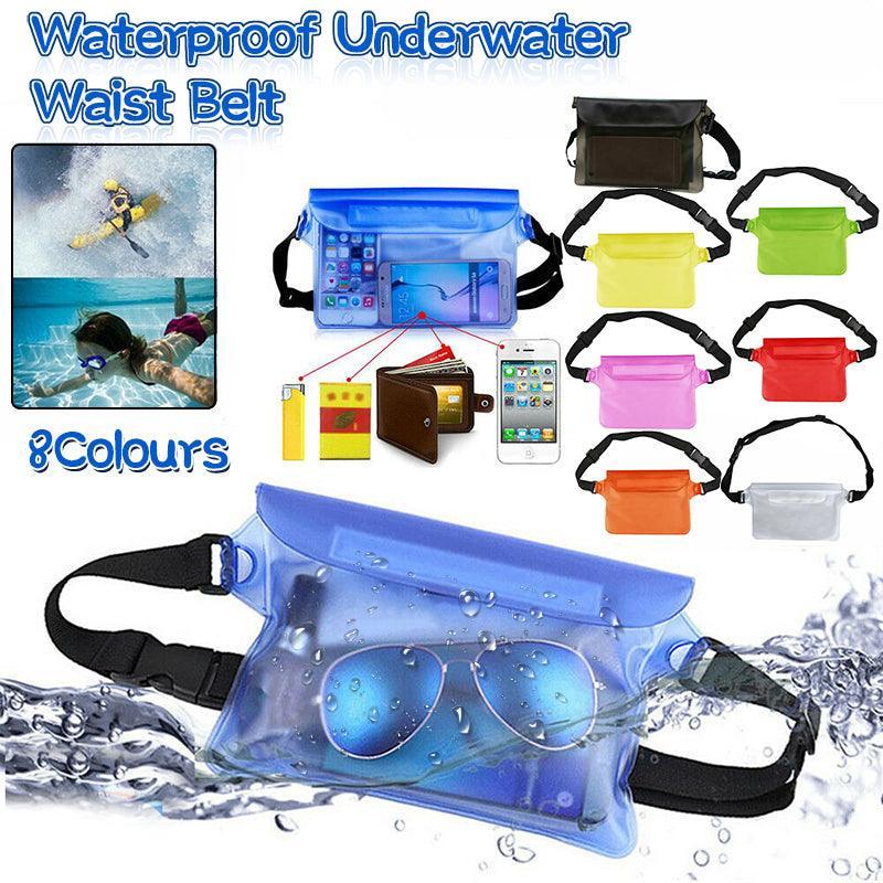 Waterproof Underwater Waist Belt Bum Bag Beach Swimming Boating Dry Phone Pouch - Red