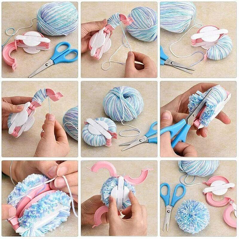 Pom Pom Maker Set of 4 Sizes DIY Wool Knitting Craft Ball Making Tool