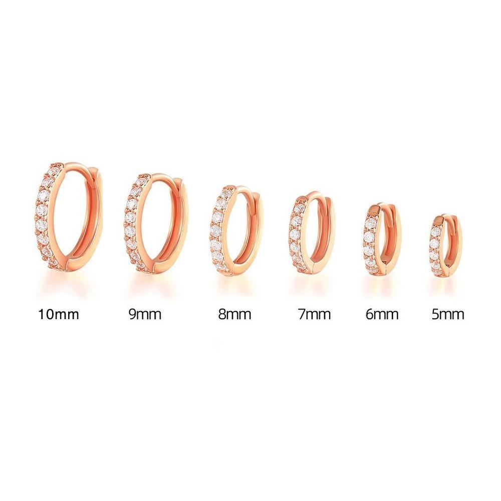 7sizes Hoop Earring Silver Zirconia Ear Huggie Hoop Cartilage Piercing Jewellery - Silver-12mm