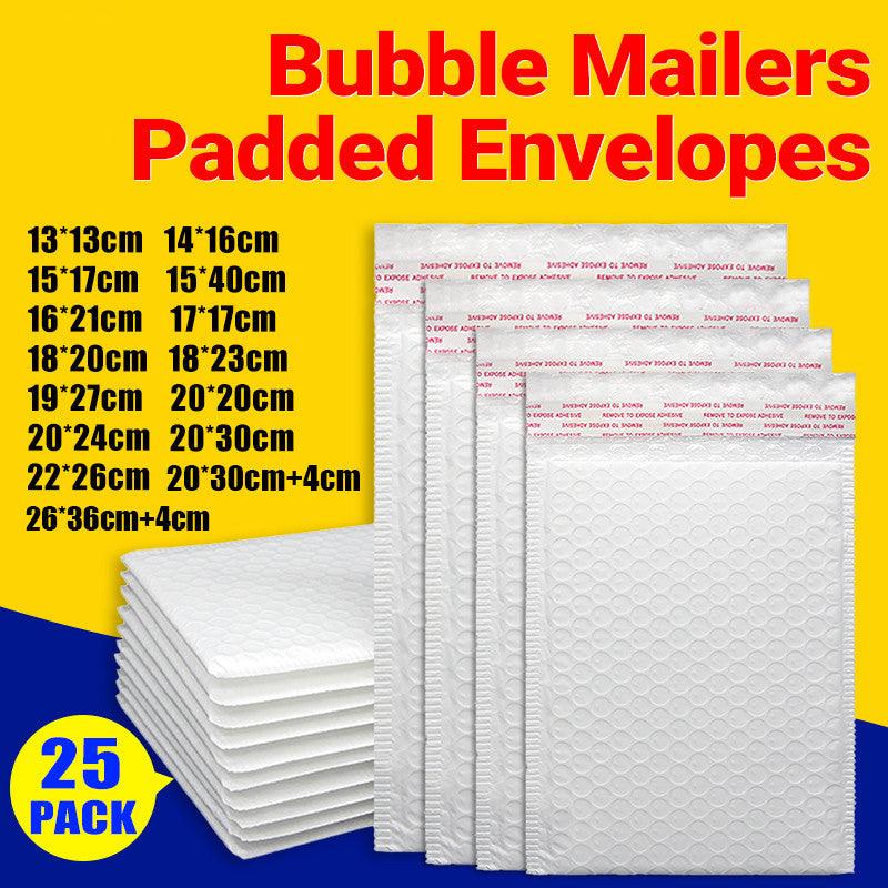25PCS Poly Bubble Mailers Envelope Padded Bag White Cushioned Satchel 15 Sizes - 25PCS-16*21CM
