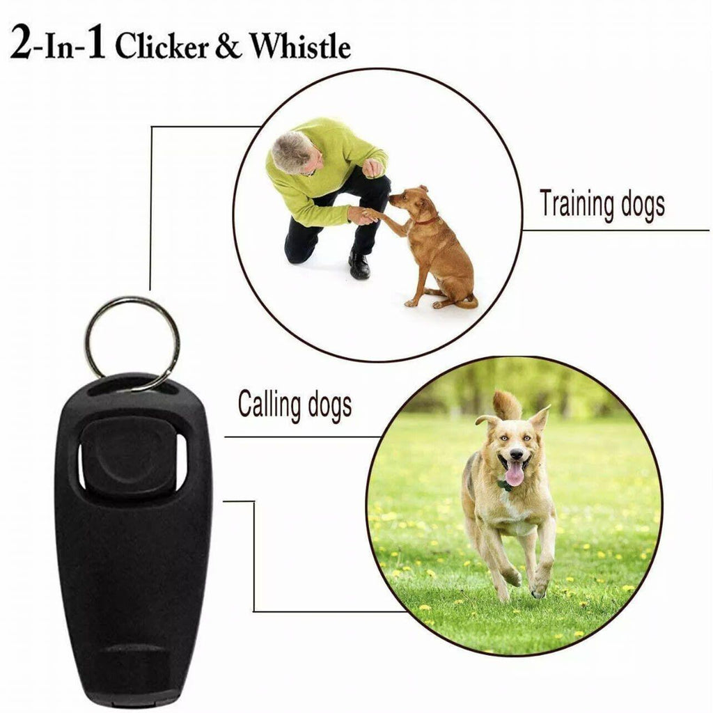 Dog Whistle and Clicker Set for Training Stop Barking Obedience Tool Combo - White