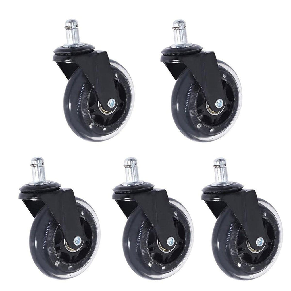 5pcs 3-Inch PU Transparent Caster Wheels Luggage Office Chair Mute Swivel Wheels