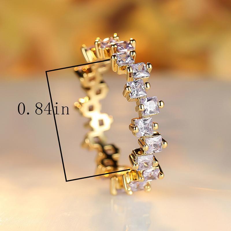 Square Design 1.2ct Simulated Diamond Women Engagement Ring Rose Gold Plated - White-Size 6