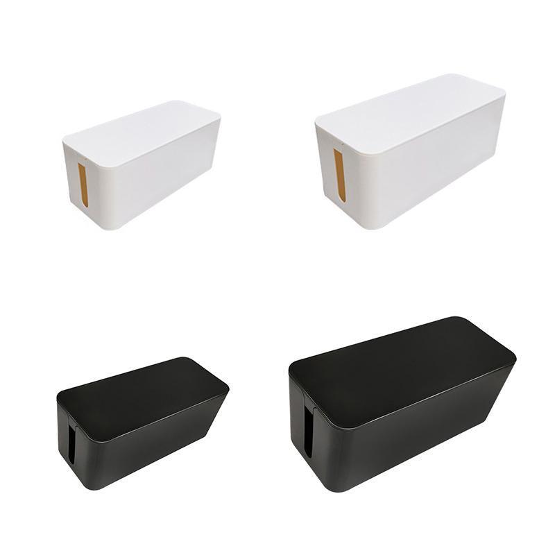 Large Cable Wire Storage Box Case Cord Management Socket Tidy Organizer with Lid - White S