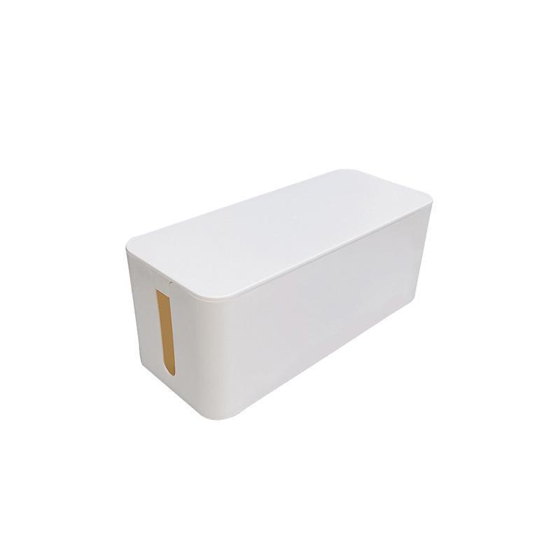 Large Cable Wire Storage Box Case Cord Management Socket Tidy Organizer with Lid - White S