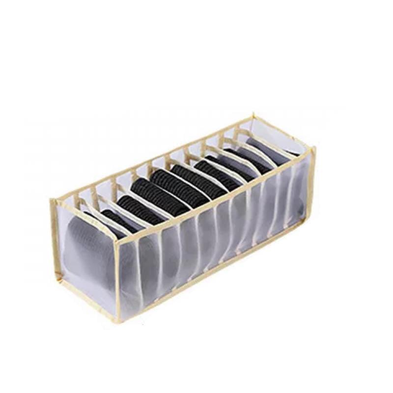 Foldable Drawer Organizer Divider Bra Sock Underwear Storage Closet Wardrobe - White with 7 Boxes