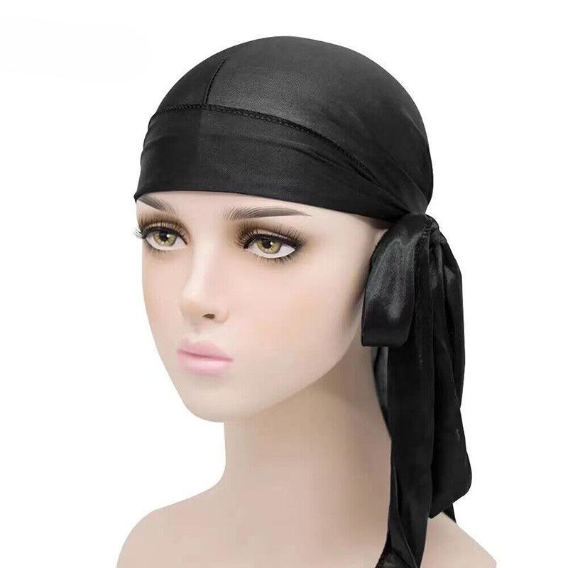 Velvet Durag Silky Hat Cap Men Women Premium Designer Doo Rag Wave Silk Headwear - Wine red