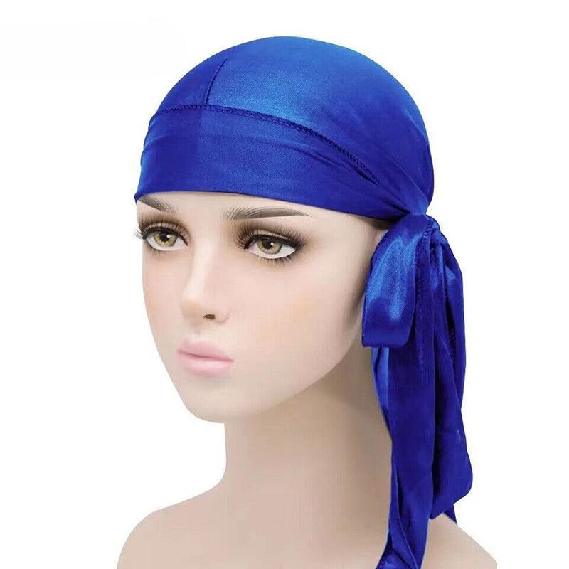 Velvet Durag Silky Hat Cap Men Women Premium Designer Doo Rag Wave Silk Headwear - Wine red