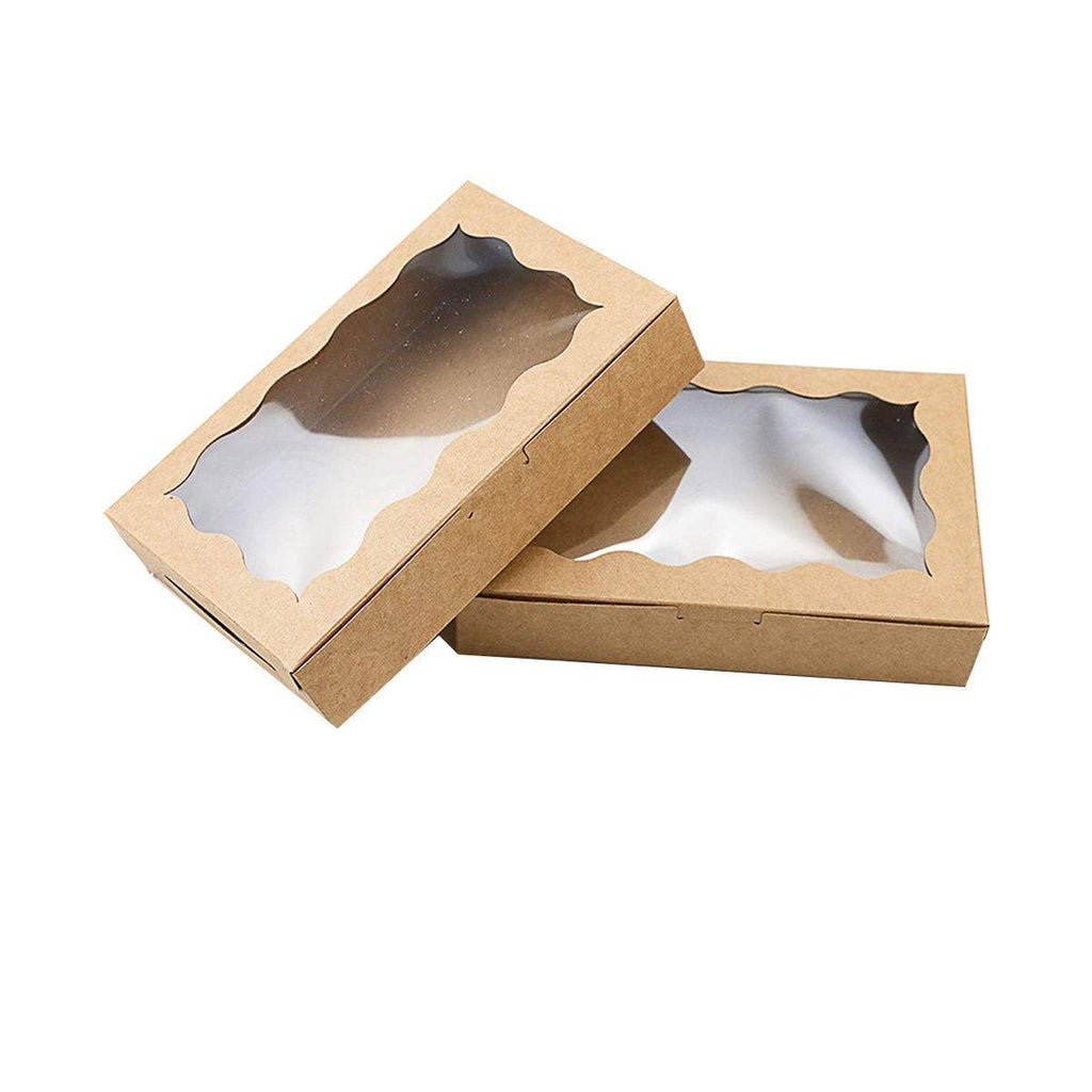 50pcs Rectangular Kraft Paper Window Box Gift Packaging Boxes Party Favors - Pink