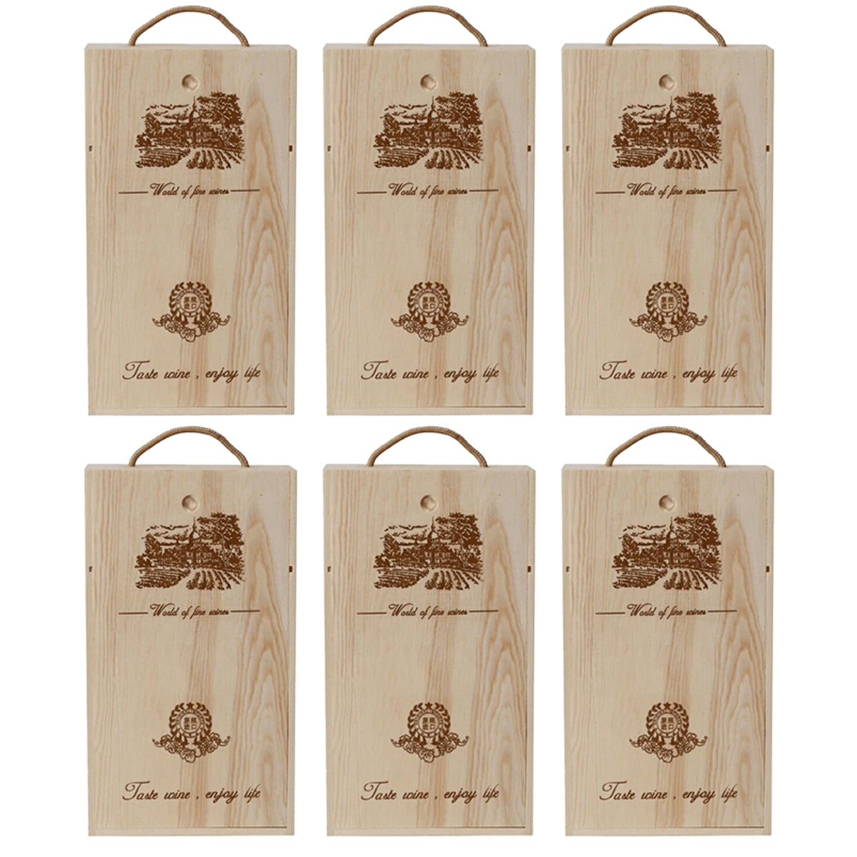 6pcs Red Wine Wooden Gift Box Packaging Storage Box for Wine Bottle Gifts - Double clamshell