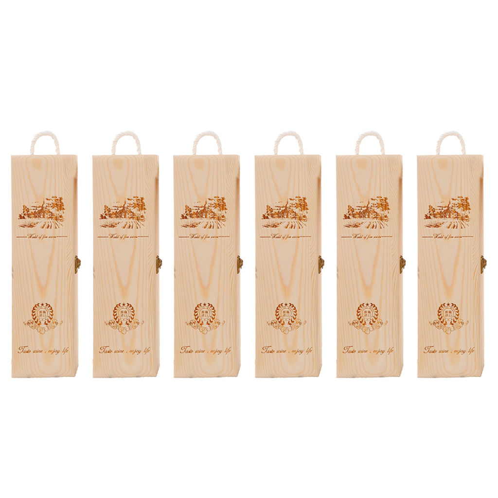 6pcs Red Wine Wooden Gift Box Packaging Storage Box for Wine Bottle Gifts - Double pull-out