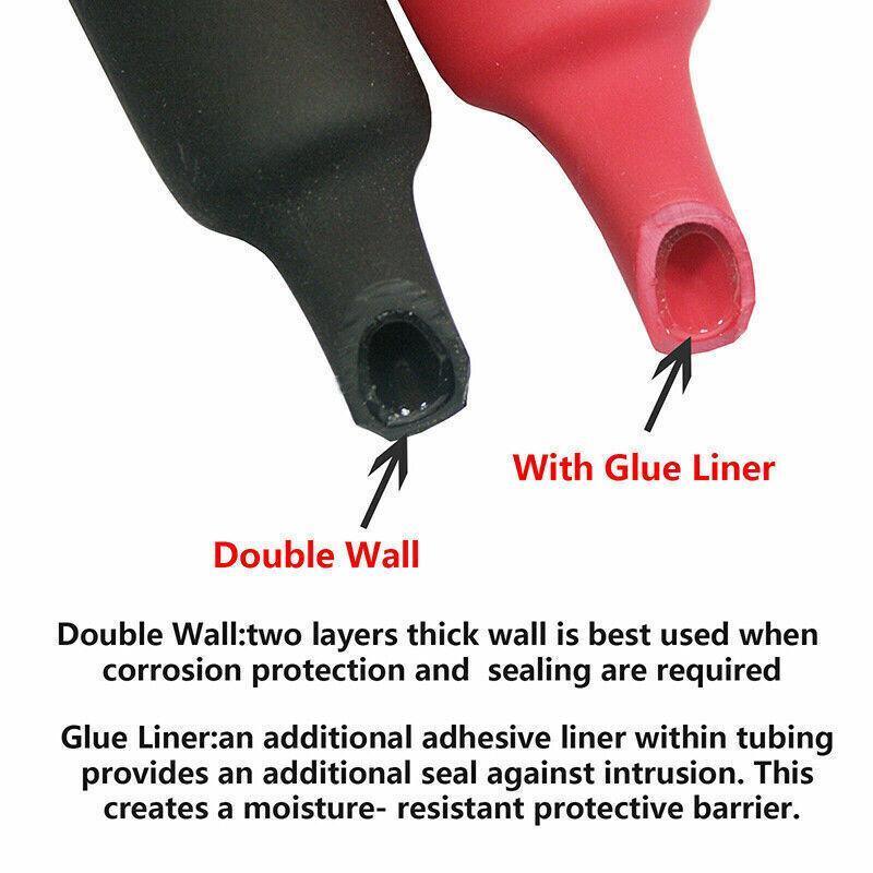 Grade Marine Heat Shrink Tubing 3:1 Wire Sleeve Glue Inside Fast Wrap Insulation Black 3M - 9.5mm*3M