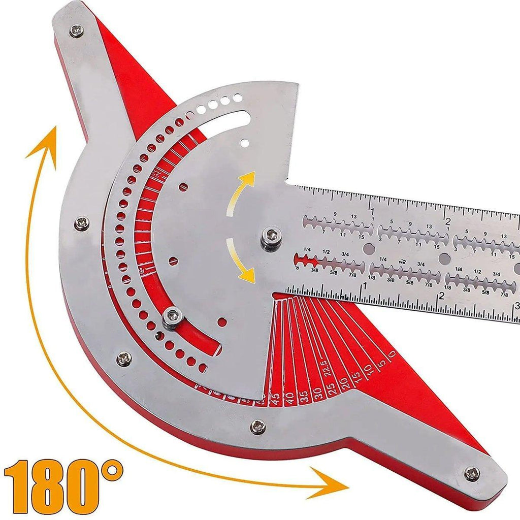 Woodworking Edge Ruler Protractor Angle Measuring Tool Carpenter - 10 inch