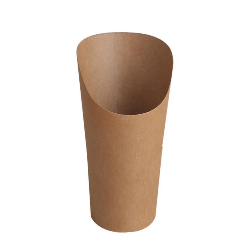 French Fries Holder Kraft Paper Cups Holder Disposable Paper Cups - 14OZ