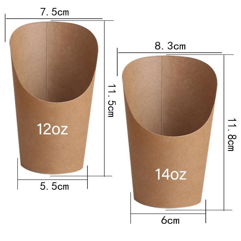 French Fries Holder Kraft Paper Cups Holder Disposable Paper Cups - 32OZ