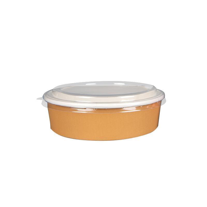Take-Away Kraft Paper Salad Bowl Food Grade Takeout Tableware Food Bowl With Lid - 1500ML