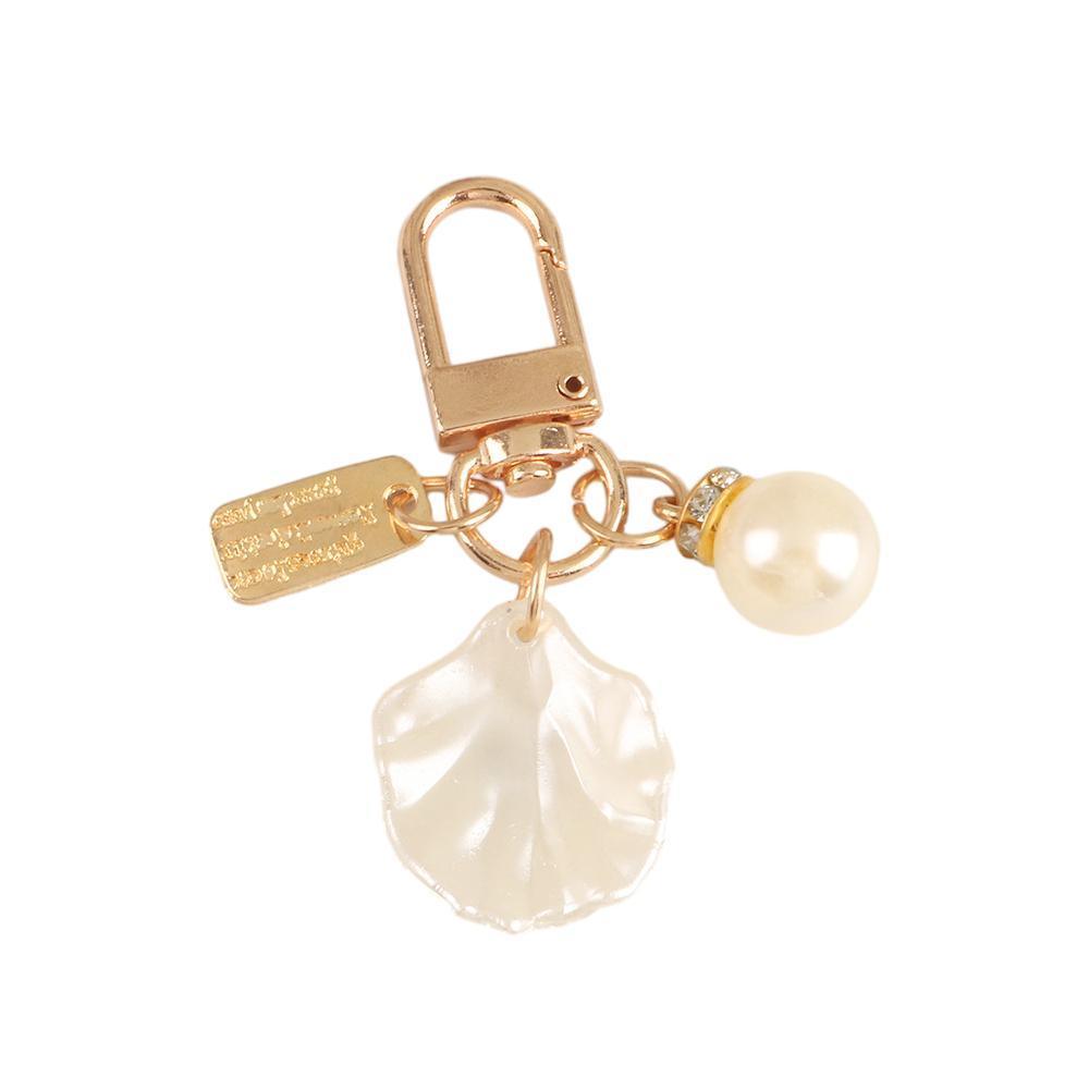 Womens Cute Key Rings Shell Heart Pearl Shape Keychain Charm Bag Hanger Pendants - C