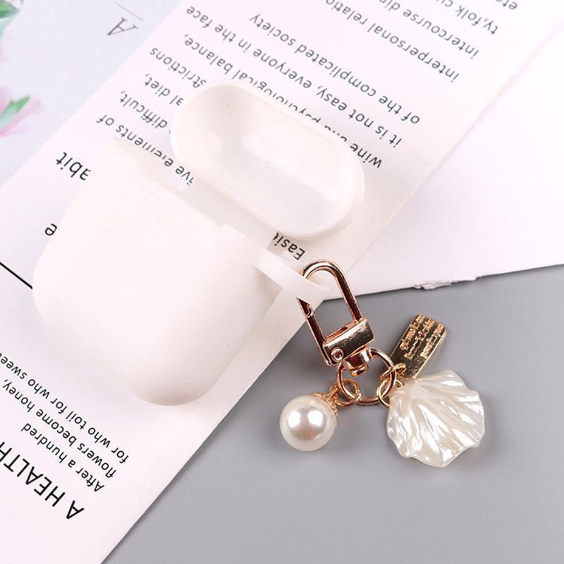 Womens Cute Key Rings Shell Heart Pearl Shape Keychain Charm Bag Hanger Pendants - B
