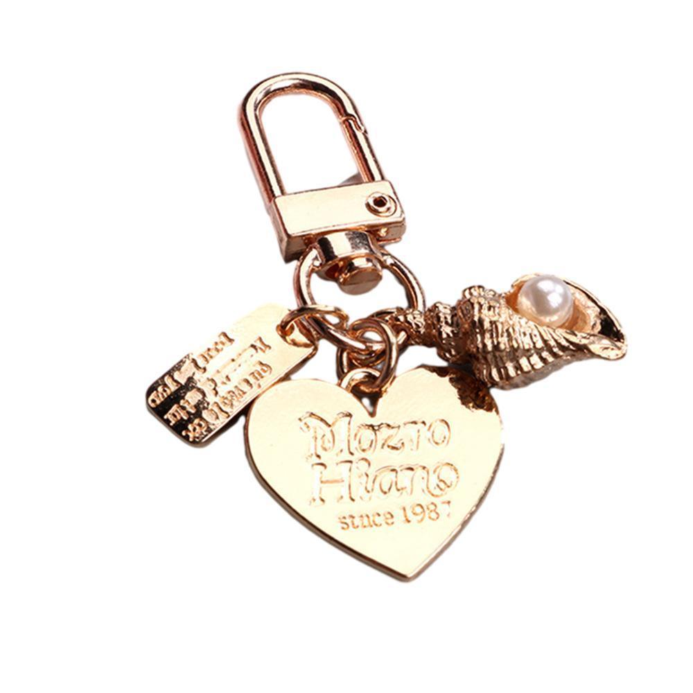 Womens Cute Key Rings Shell Heart Pearl Shape Keychain Charm Bag Hanger Pendants - 5