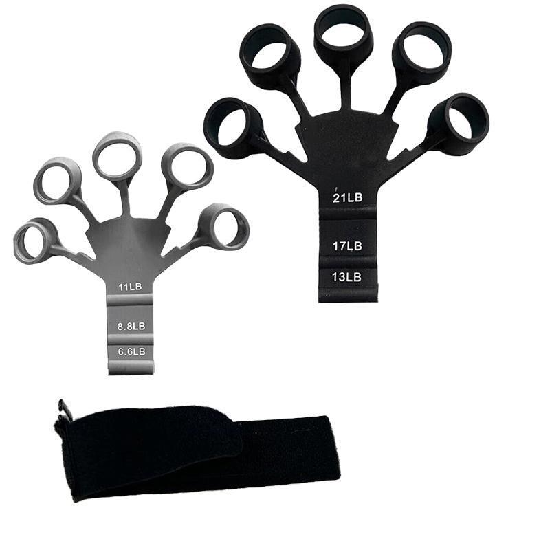 Finger Exerciser Strength Gripper Forearm Trainer Hand Grip Strengthener Therapy - 2# Black (21LB)