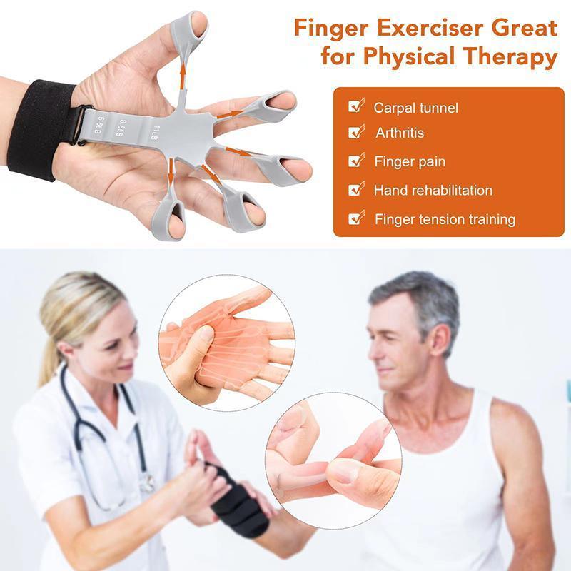 Finger Exerciser Strength Gripper Forearm Trainer Hand Grip Strengthener Therapy - 3# Blue (Medium Strength)