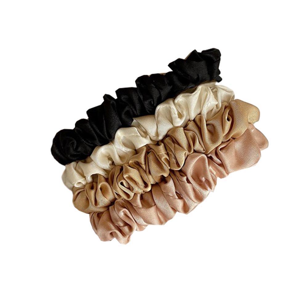 4Pcs/Set Silk Satin Small Scrunchies Ponytail Hair Ties Hair Rope Rubber Bands - A
