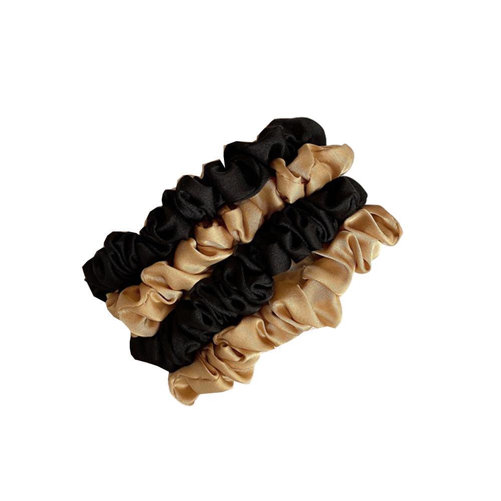 4Pcs/Set Silk Satin Small Scrunchies Ponytail Hair Ties Hair Rope Rubber Bands - A