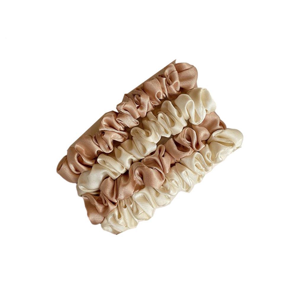 4Pcs/Set Silk Satin Small Scrunchies Ponytail Hair Ties Hair Rope Rubber Bands - F