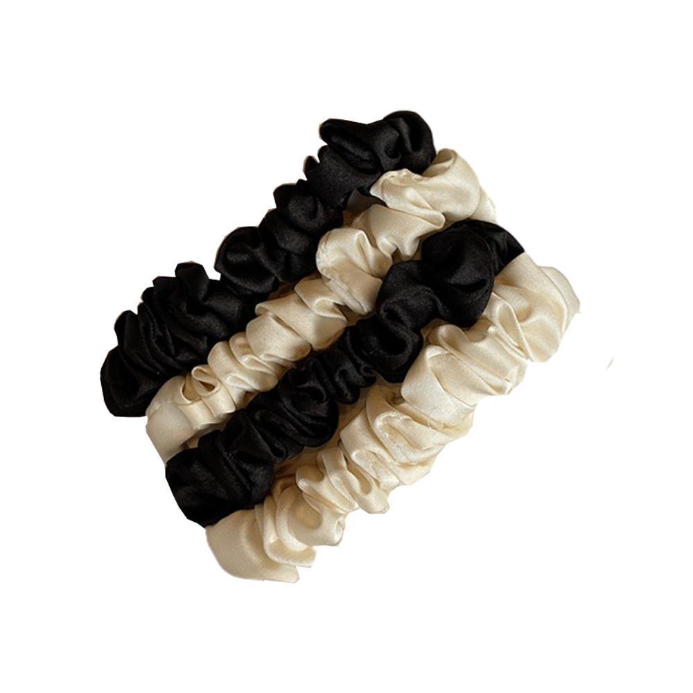 4Pcs/Set Silk Satin Small Scrunchies Ponytail Hair Ties Hair Rope Rubber Bands - D