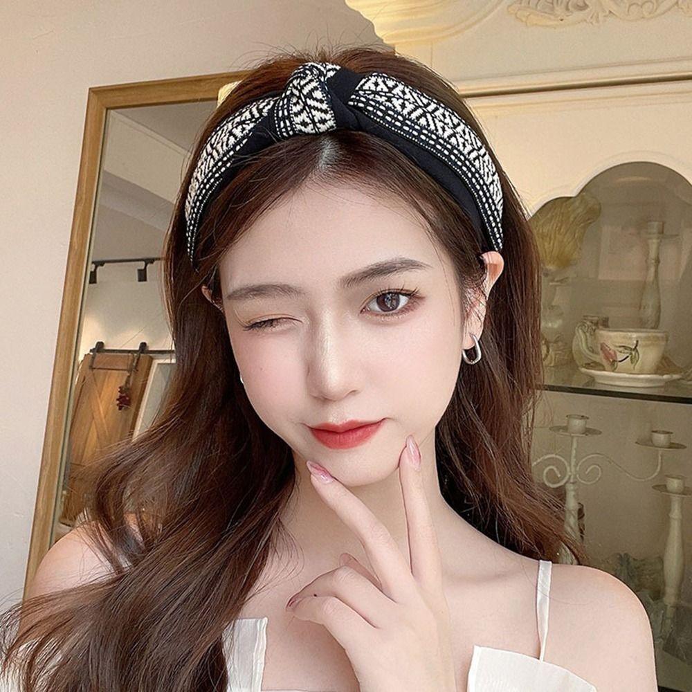 Women Lady Retro Boho Embroidery Cotton Wide Hair Headband Head Wrap Band hoop - Red