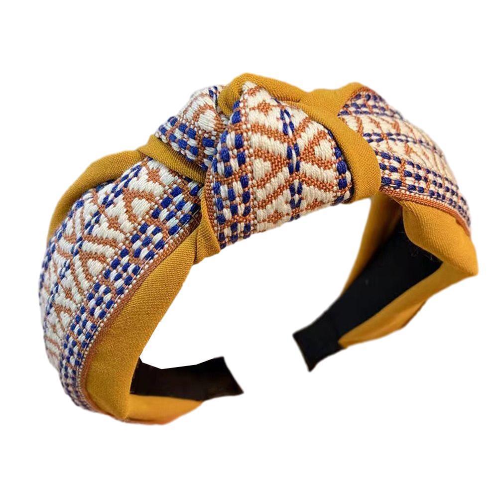 Women Lady Retro Boho Embroidery Cotton Wide Hair Headband Head Wrap Band hoop - Red