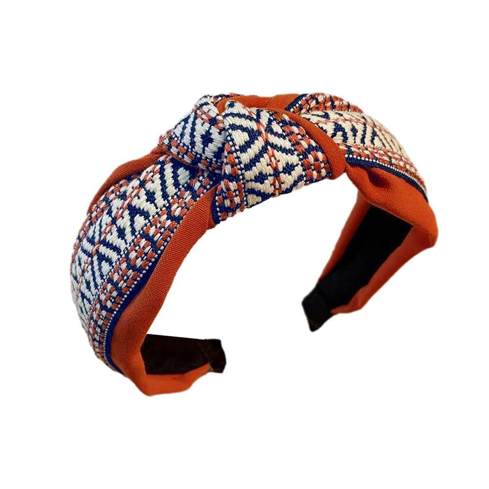 Women Lady Retro Boho Embroidery Cotton Wide Hair Headband Head Wrap Band hoop - Green