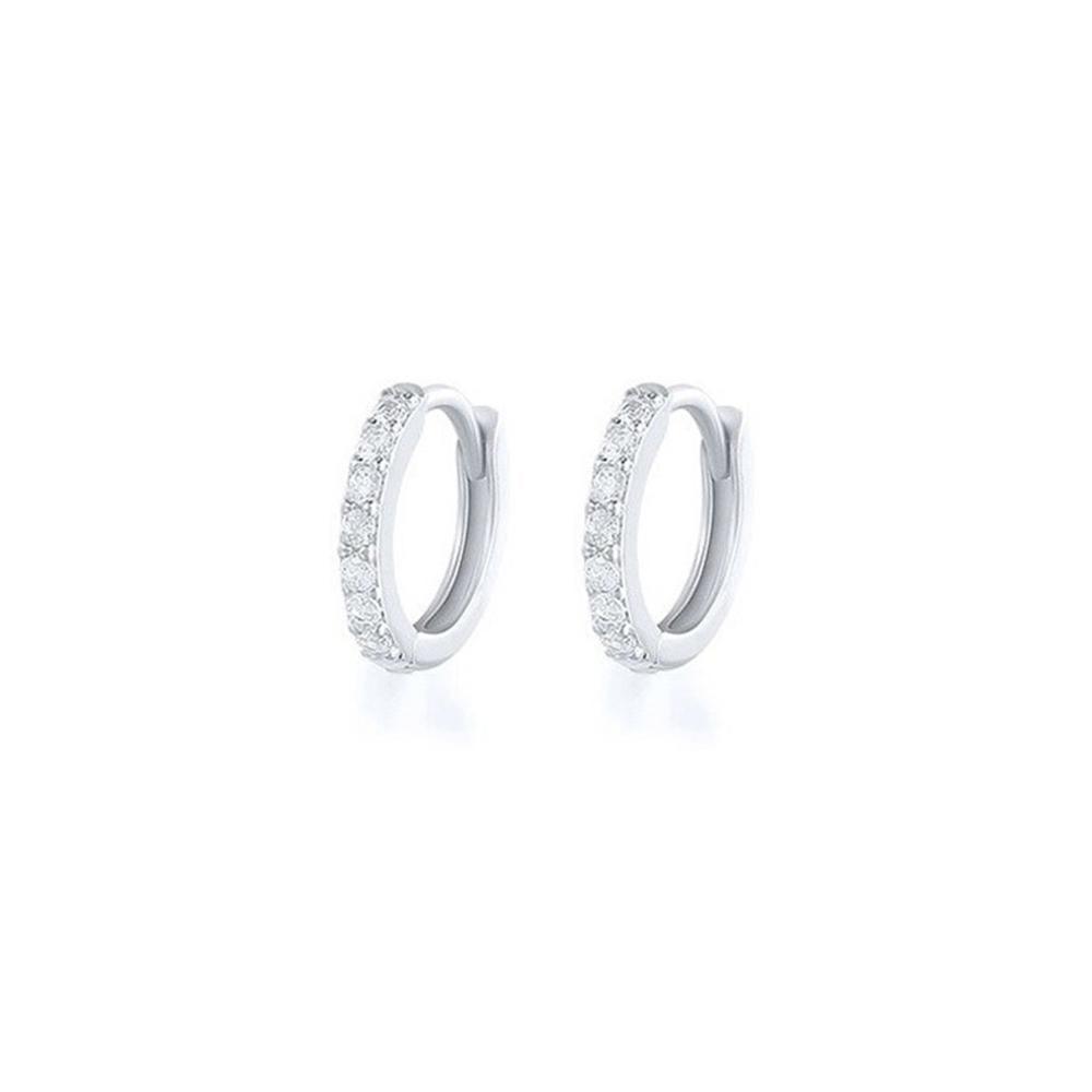 7sizes Hoop Earring Silver Zirconia Ear Huggie Hoop Cartilage Piercing Jewellery - Champagne-5mm