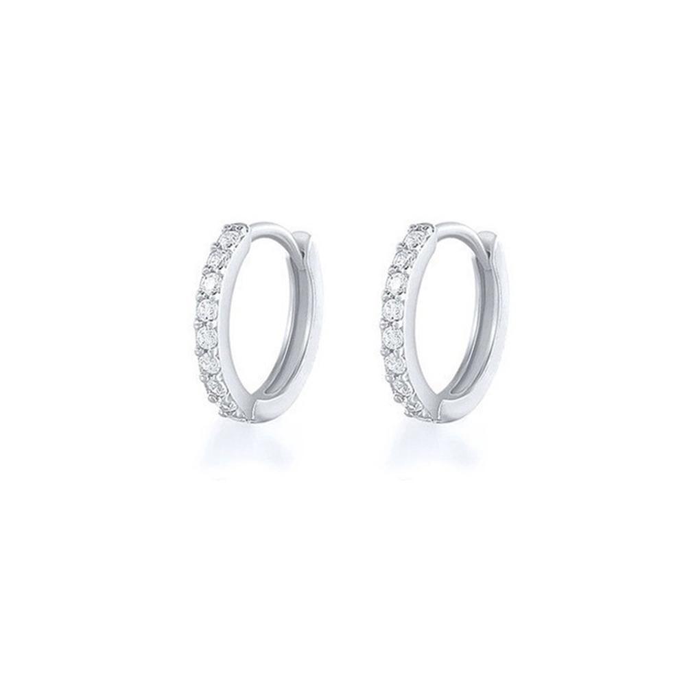 7sizes Hoop Earring Silver Zirconia Ear Huggie Hoop Cartilage Piercing Jewellery - Silver-8mm