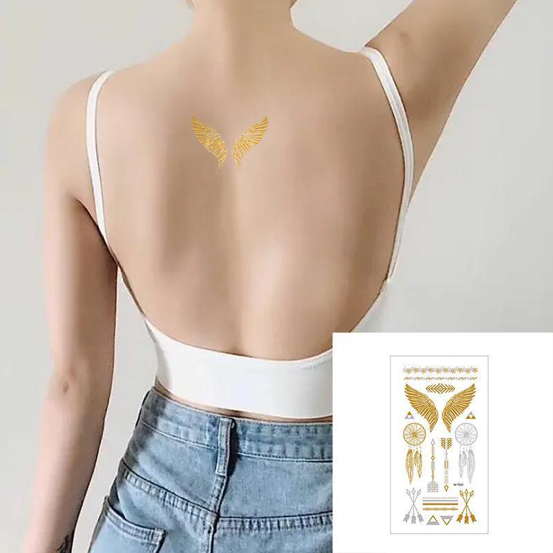 Women Lady Metallic gold silver color boho arm Body Temporary Tattoo Sticker Art - MTOM13