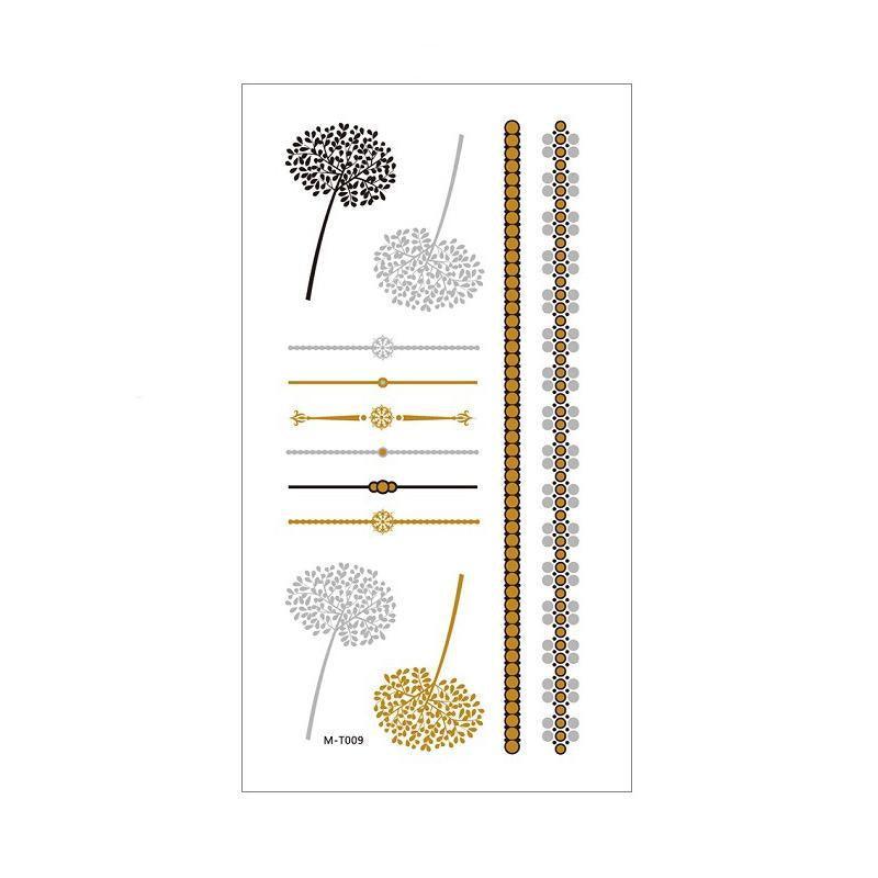 Women Lady Metallic gold silver color boho arm Body Temporary Tattoo Sticker Art - MTOM03