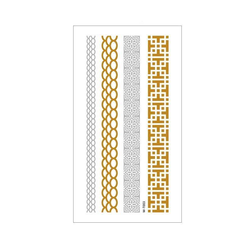 Women Lady Metallic gold silver color boho arm Body Temporary Tattoo Sticker Art - MTOM21