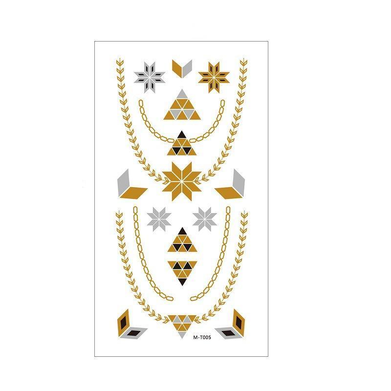 Women Lady Metallic gold silver color boho arm Body Temporary Tattoo Sticker Art - MTOM27