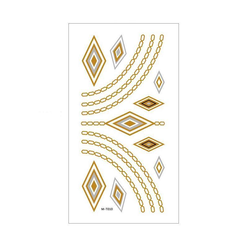 Women Lady Metallic gold silver color boho arm Body Temporary Tattoo Sticker Art - MTOM27