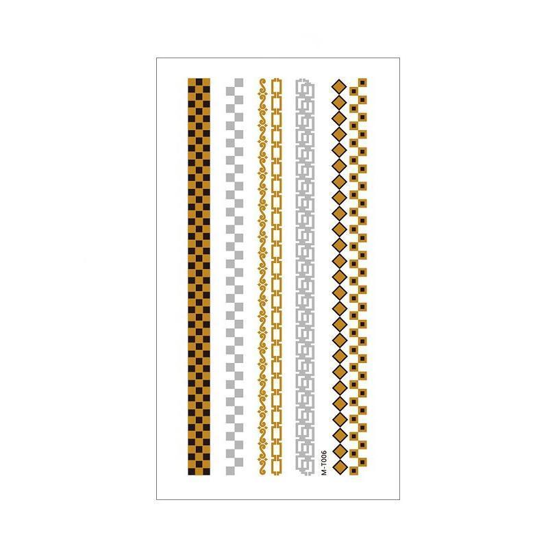 Women Lady Metallic gold silver color boho arm Body Temporary Tattoo Sticker Art - MTOM28