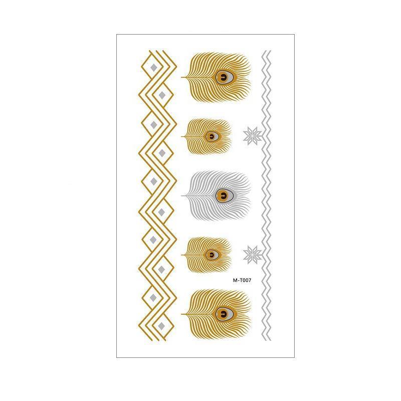 Women Lady Metallic gold silver color boho arm Body Temporary Tattoo Sticker Art - MTOM28
