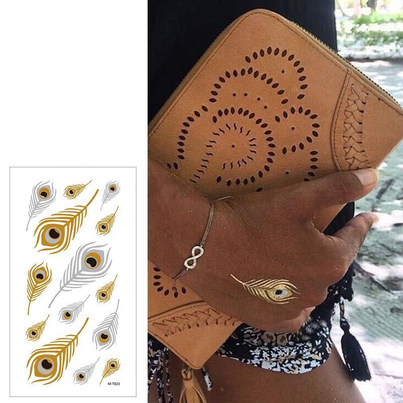 Women Lady Metallic gold silver color boho arm Body Temporary Tattoo Sticker Art - MTOM11
