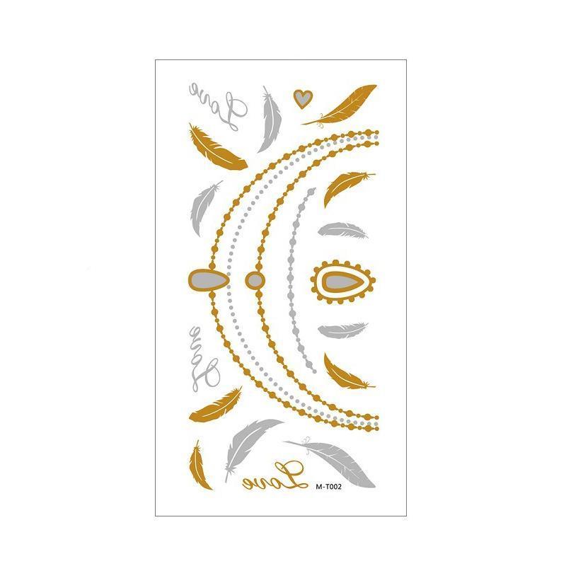 Women Lady Metallic gold silver color boho arm Body Temporary Tattoo Sticker Art - MTOM11