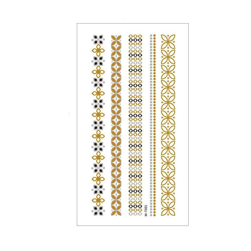Women Lady Metallic gold silver color boho arm Body Temporary Tattoo Sticker Art - MTOM23