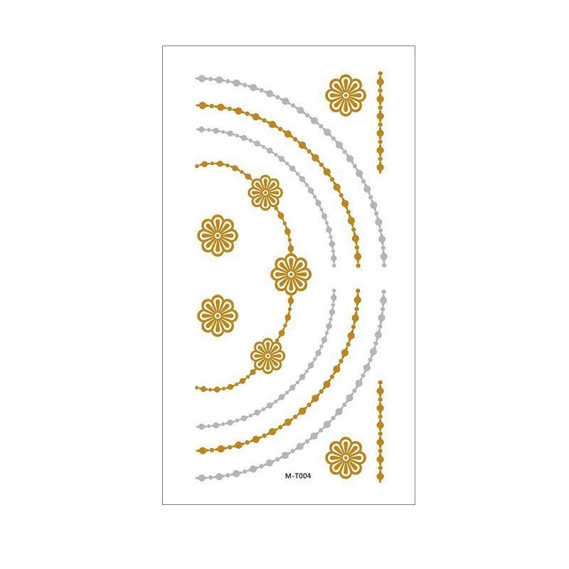 Women Lady Metallic gold silver color boho arm Body Temporary Tattoo Sticker Art - MTOM02
