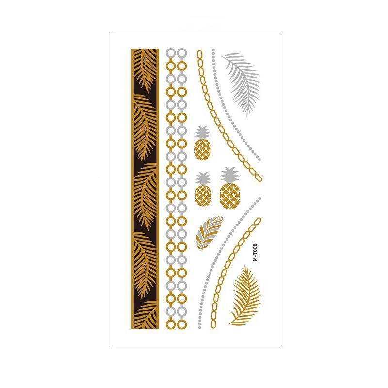 Women Lady Metallic gold silver color boho arm Body Temporary Tattoo Sticker Art - MTOM02