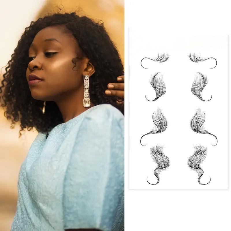 Hairline Edge Tattoo Stickers - Curly Fringe Decals for Women Styling - 10