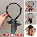 Chains patterned satin headband with Long Scarf Headband Scarf Hair Accessories - Black