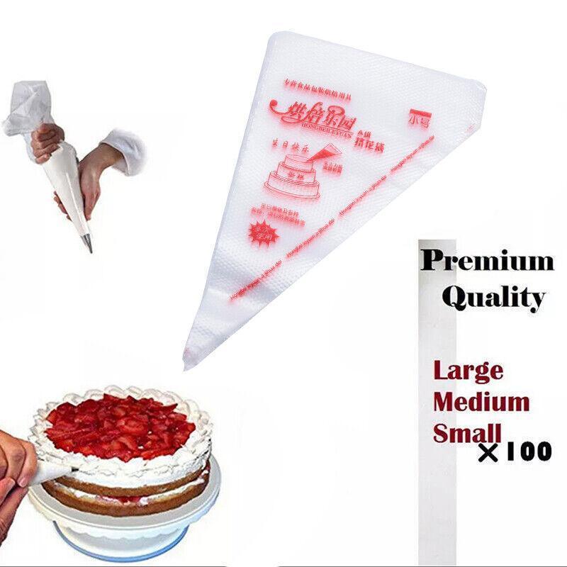100-200Pcs Disposable Piping Bags For Cake Decor Icing Frosting Piping Nozzles - Yellow (Thick)-Medium *100 PCS