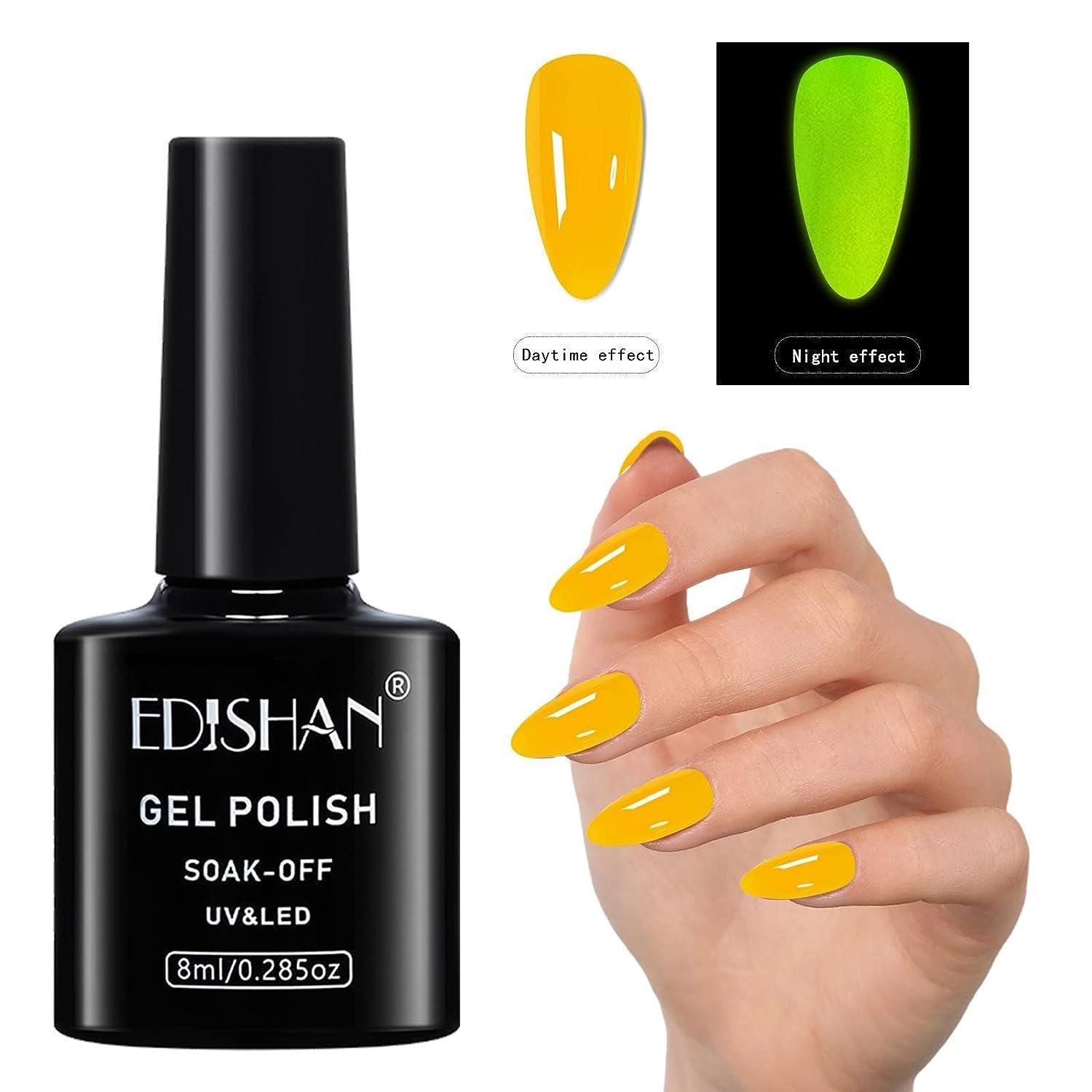 8ml Fluorescent Glow-In-Dark Gel Soak Off UV LED Nail Art Varnish DIY Luminous - 05#Fluorescent Grapefruit Red